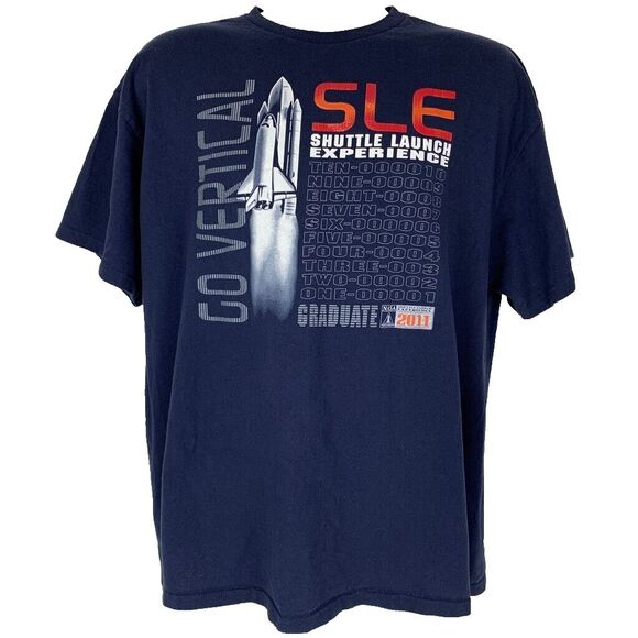 NASA SLE Graduate T Shirt Mens 2XL Space Shuttle Launch Experience 2011 Tee Blue - Picture 1 of 7